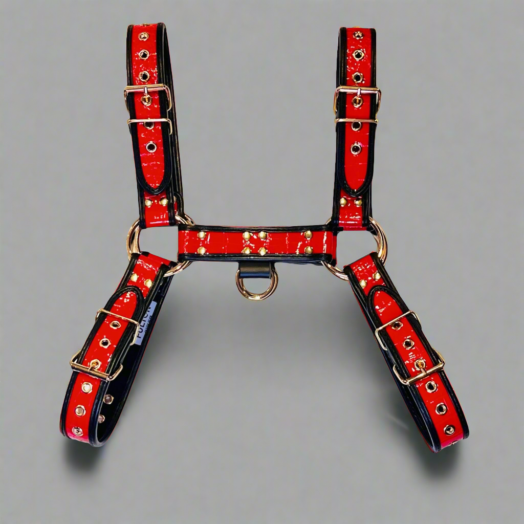 Crimson Inferno Crocodile Bulldog Men's Chest Harness