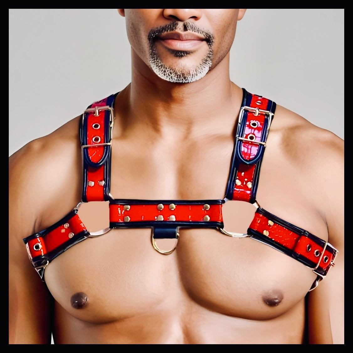 Crimson Inferno Crocodile Bulldog Men's Chest Harness