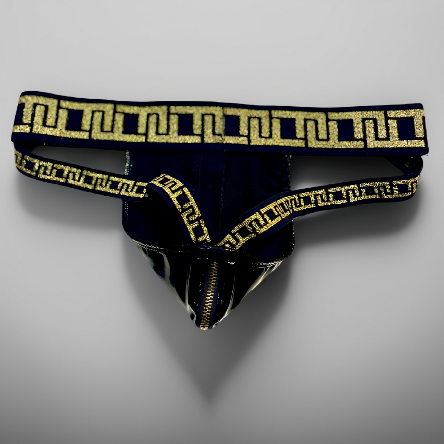 black and gold jockstrap back view