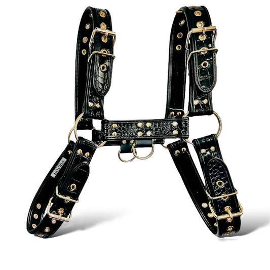 Onyx Noir Luxe Men’s Crocodile Bulldog Harness