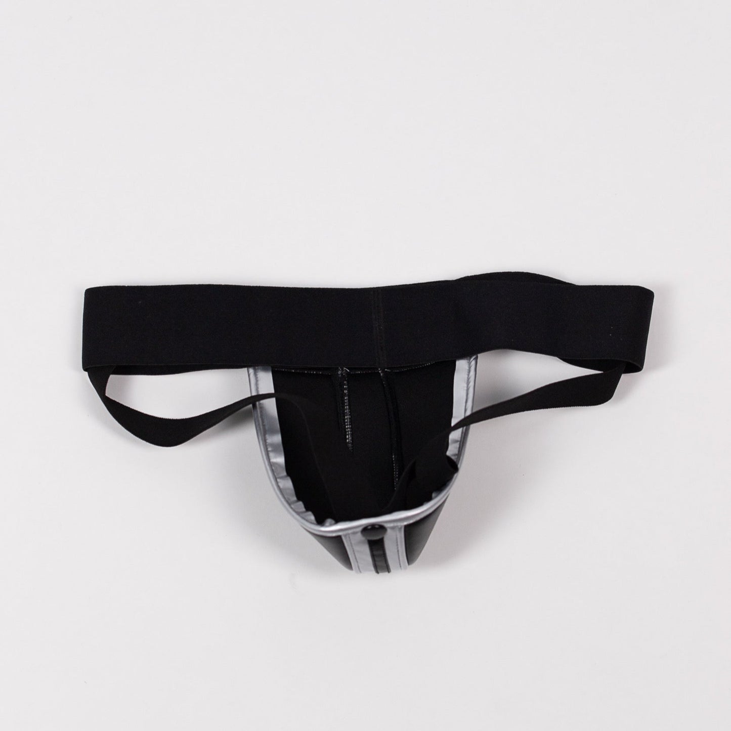 The Midnight Chrome Rebel Jockstrap in sleek chrome finish - back view - Fulton Fetish Wear"