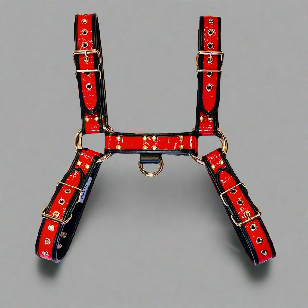 Crimson Inferno Luxe Crocodile Bulldog Harness