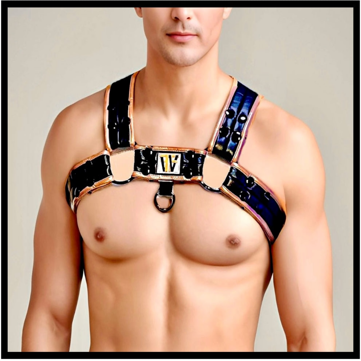 The Dominator Men's Chest Harness in Gold