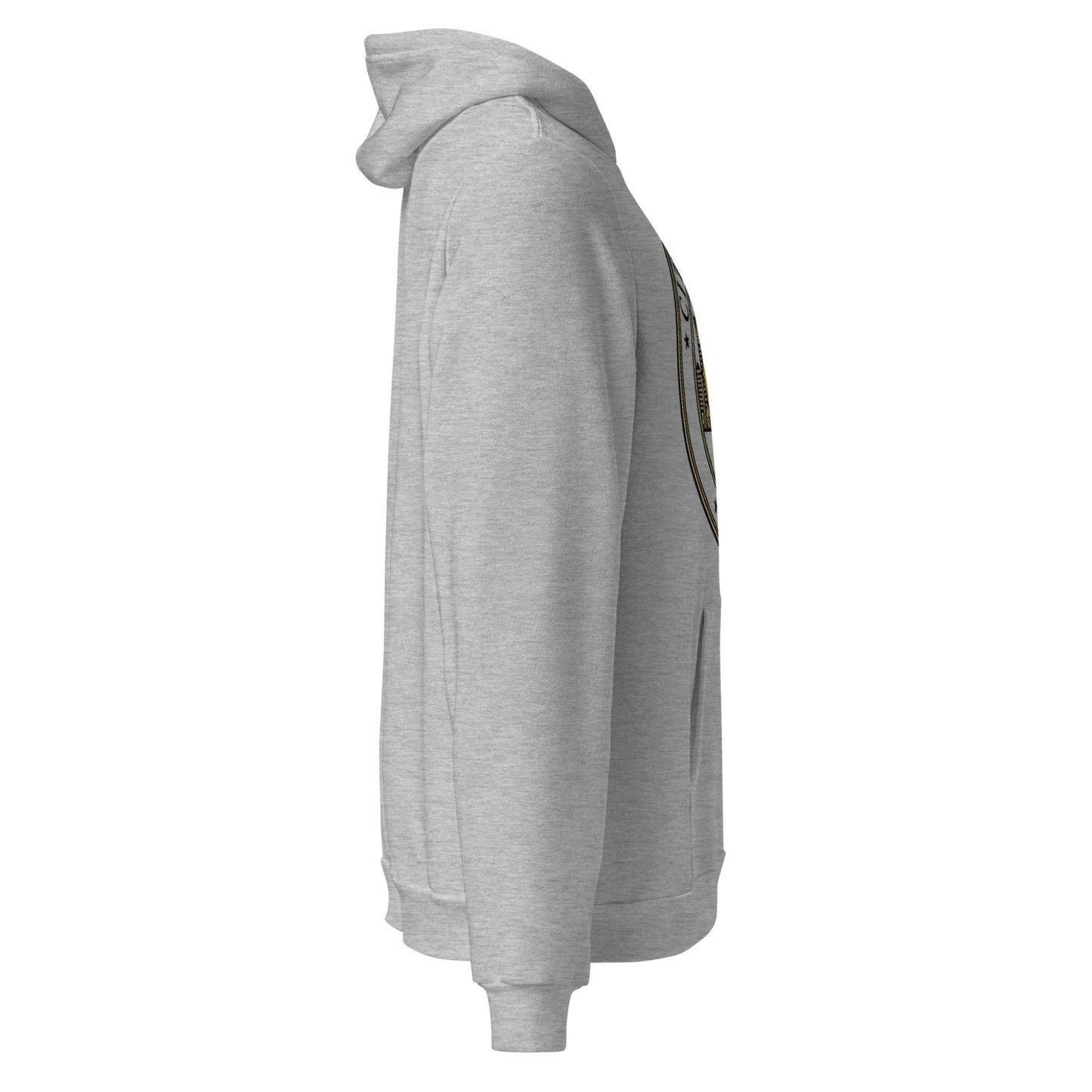 grey graphic hoodie on a white background