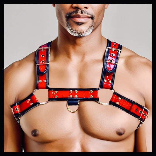 Crimson Inferno Luxe Crocodile Bulldog Harness