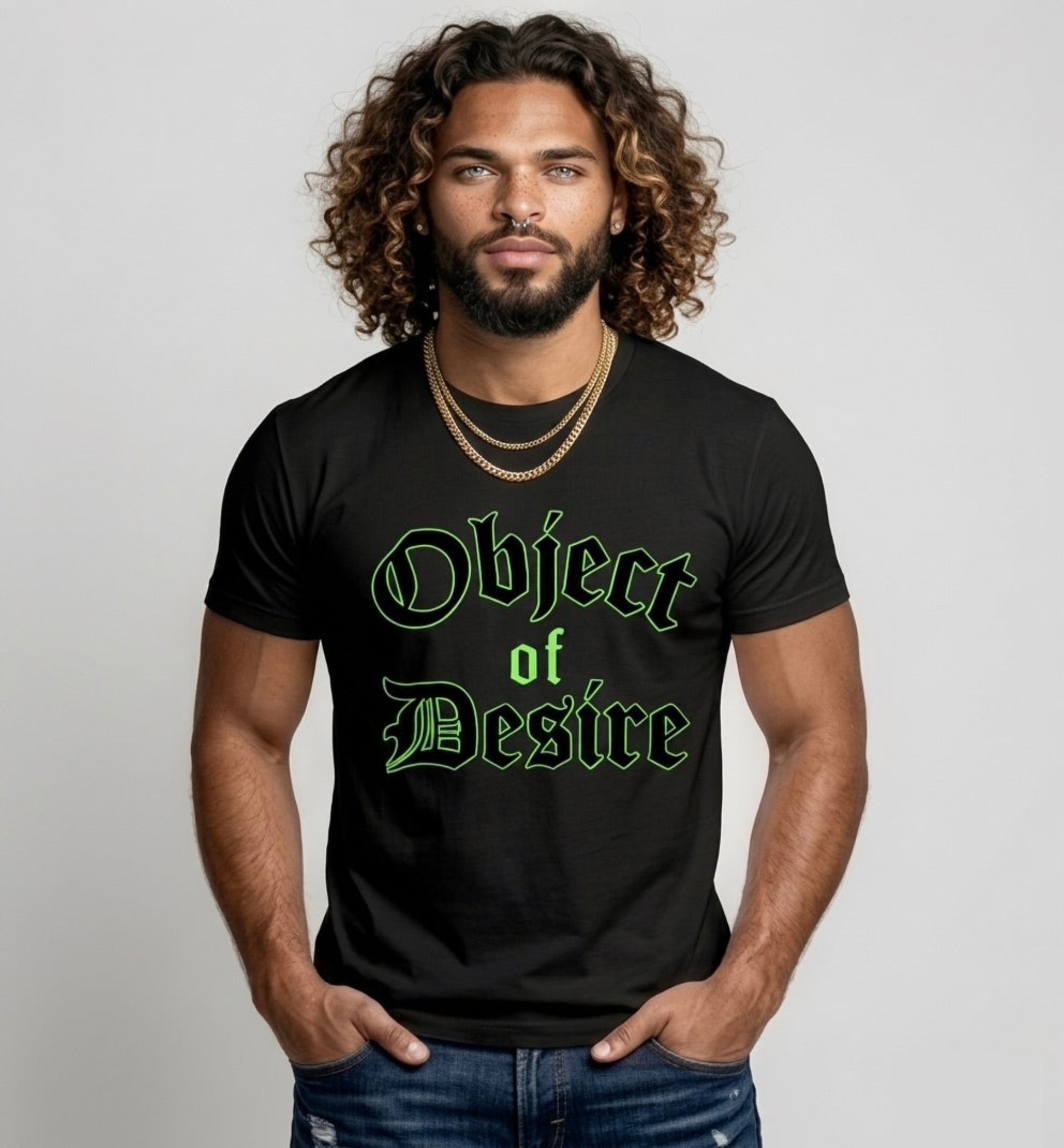 model wears the "Object of Desire" graphic tee from City Boys Club by FULTON