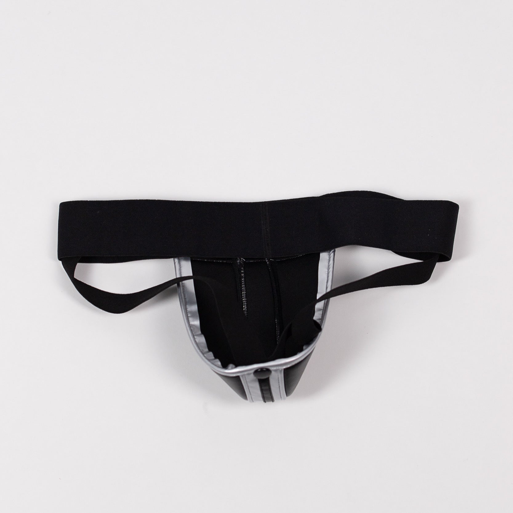 The Midnight Chrome Rebel Jockstrap in sleek chrome finish - back view - Fulton Fetish Wear"