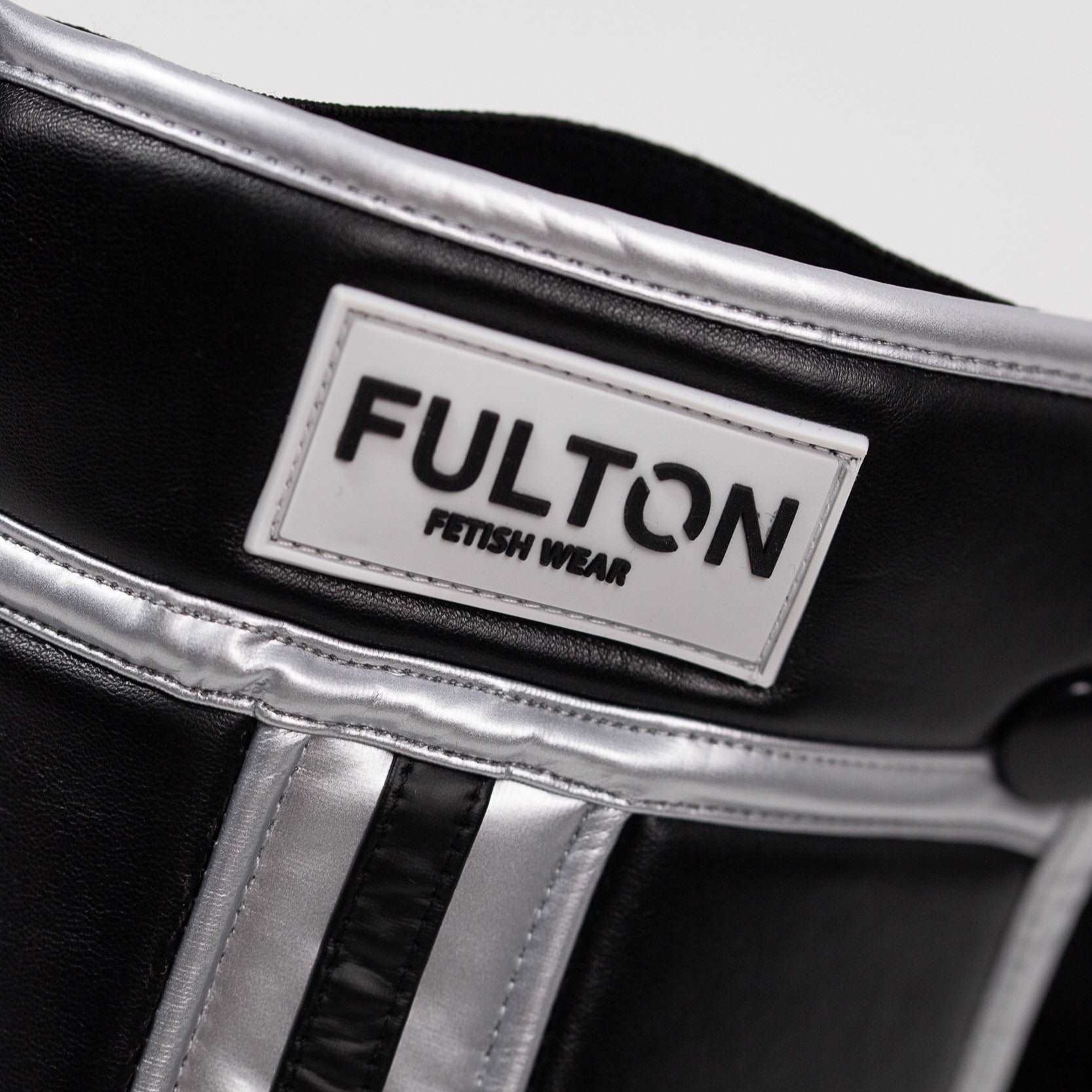 The Midnight Chrome Rebel Jockstrap in sleek chrome finish - close up detailed front view 2 - Fulton Fetish Wear"