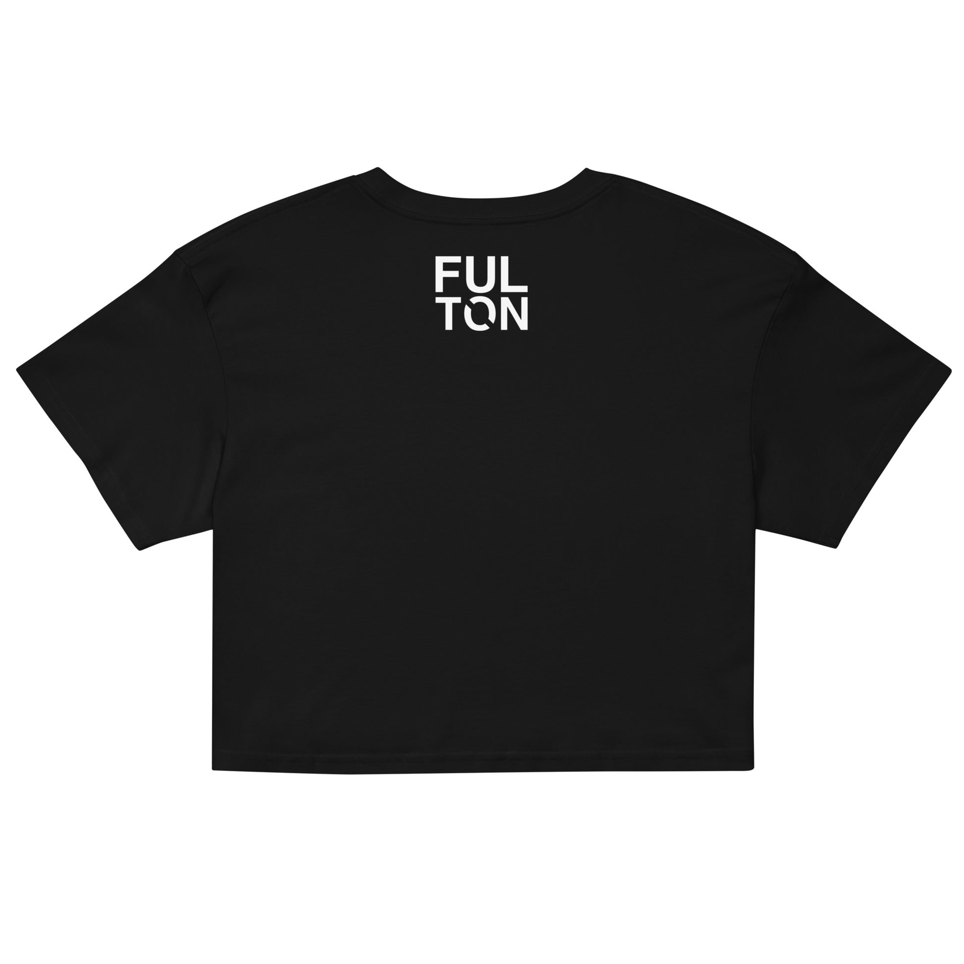 Black crop top on a white background